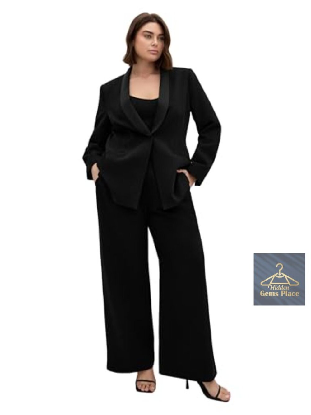 Plus Size Tuxedo Jacket Longline Blazer Shaping Seams Back Slit